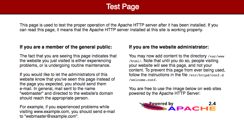 
                        Apache test page
                    